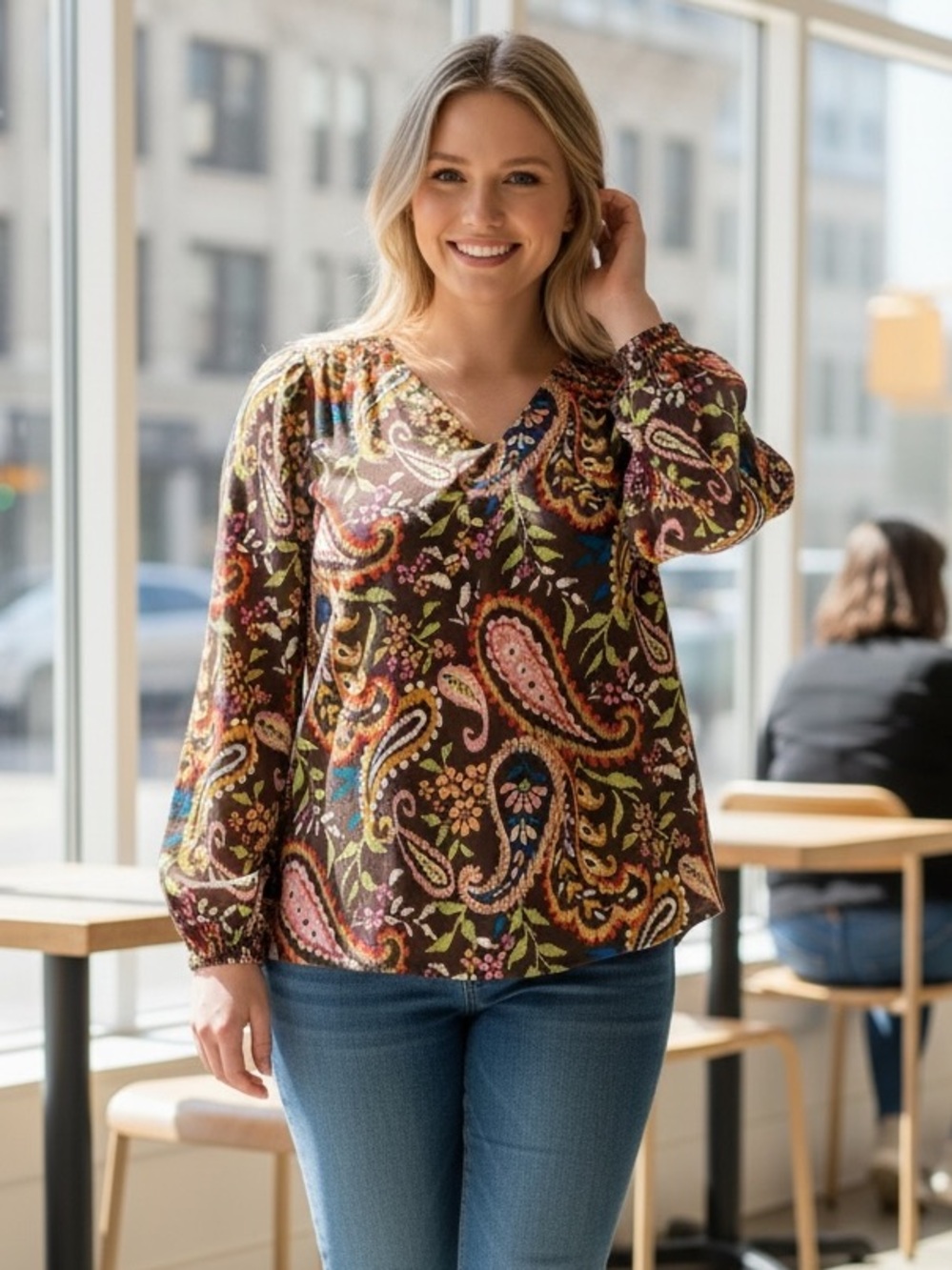 Belle by Kim Gravel Boho Blouse, NWOT